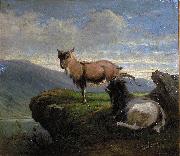 unknow artist, Chamois in the mountains